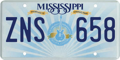 MS license plate ZNS658