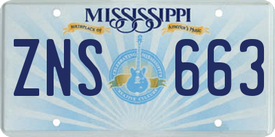 MS license plate ZNS663