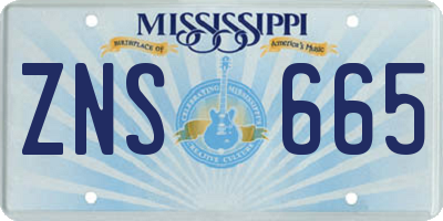 MS license plate ZNS665