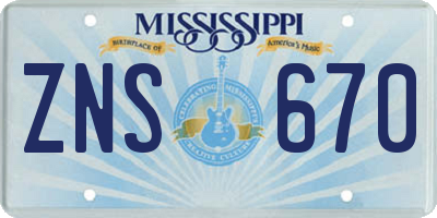 MS license plate ZNS670