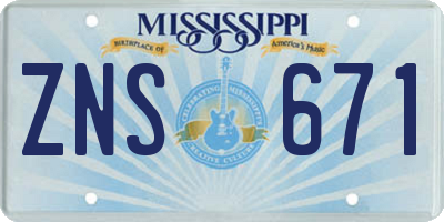 MS license plate ZNS671
