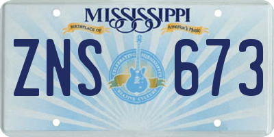 MS license plate ZNS673