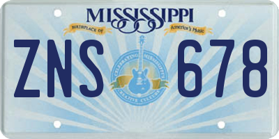 MS license plate ZNS678