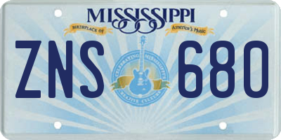MS license plate ZNS680