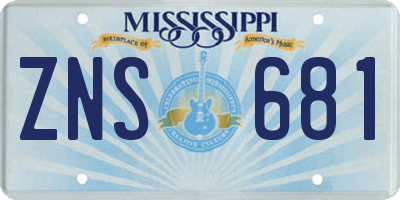 MS license plate ZNS681