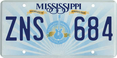 MS license plate ZNS684
