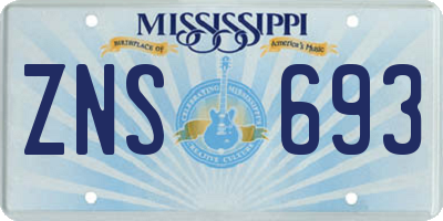 MS license plate ZNS693