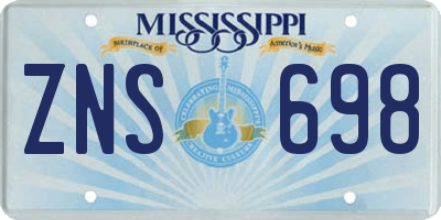 MS license plate ZNS698