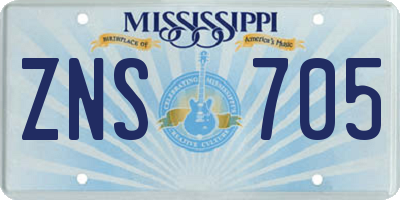 MS license plate ZNS705
