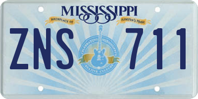MS license plate ZNS711