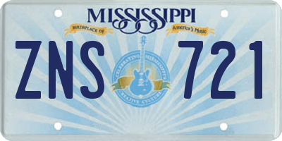 MS license plate ZNS721