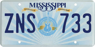 MS license plate ZNS733