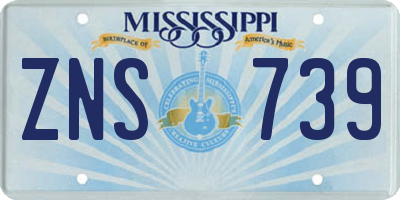 MS license plate ZNS739