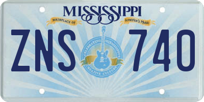 MS license plate ZNS740