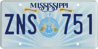MS license plate ZNS751