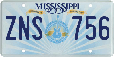MS license plate ZNS756
