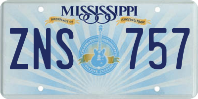 MS license plate ZNS757