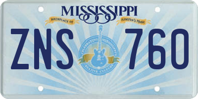 MS license plate ZNS760