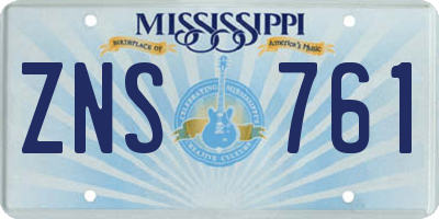 MS license plate ZNS761