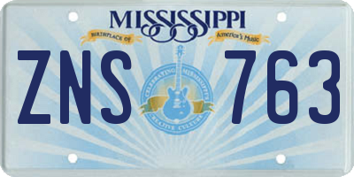 MS license plate ZNS763