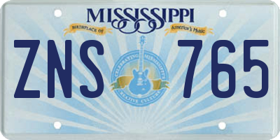 MS license plate ZNS765