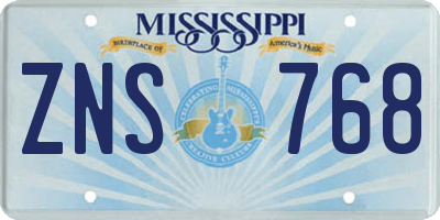 MS license plate ZNS768
