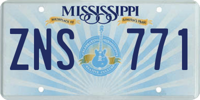 MS license plate ZNS771
