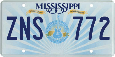 MS license plate ZNS772