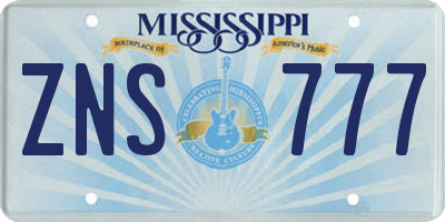 MS license plate ZNS777