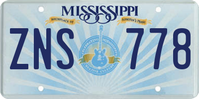MS license plate ZNS778