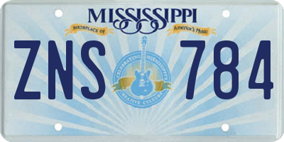 MS license plate ZNS784
