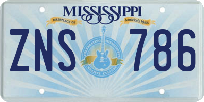 MS license plate ZNS786