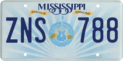 MS license plate ZNS788