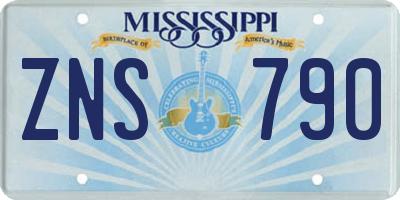 MS license plate ZNS790