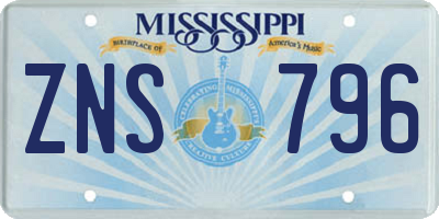 MS license plate ZNS796
