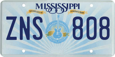 MS license plate ZNS808