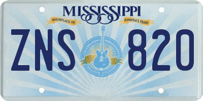 MS license plate ZNS820
