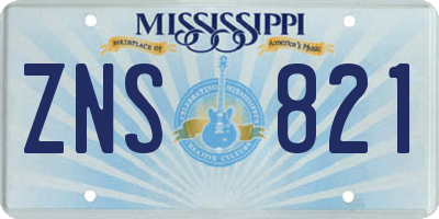 MS license plate ZNS821