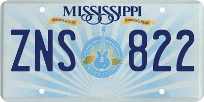 MS license plate ZNS822