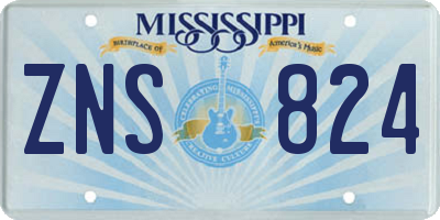 MS license plate ZNS824