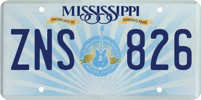 MS license plate ZNS826