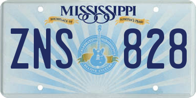 MS license plate ZNS828