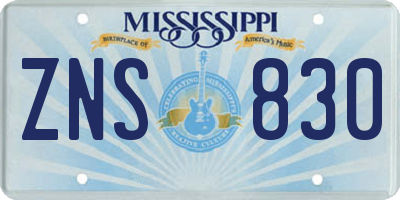 MS license plate ZNS830