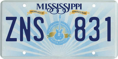 MS license plate ZNS831