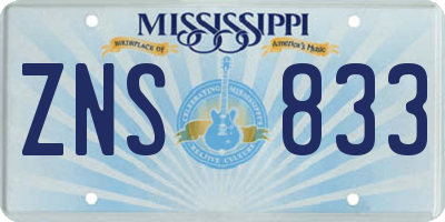 MS license plate ZNS833