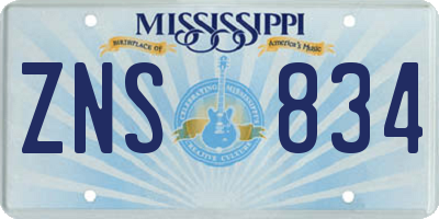 MS license plate ZNS834