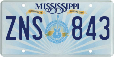 MS license plate ZNS843