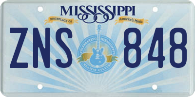 MS license plate ZNS848