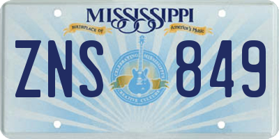 MS license plate ZNS849