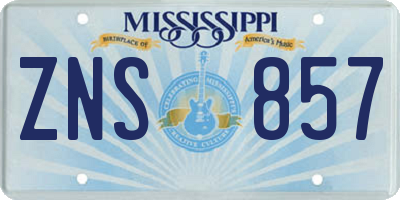 MS license plate ZNS857